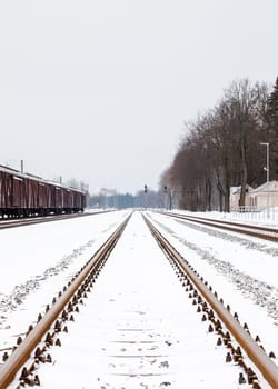 A Snow Covered Railway Track in Sigulda