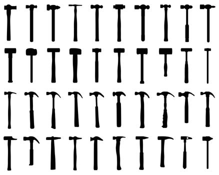 Silhouettes of hammers