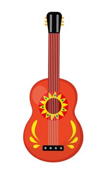 Cuatro guitar icon, flat style. Mexican musical instrument. Isolated on white background. illustration, clip-art.