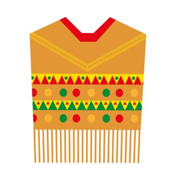 Poncho icon, flat style. Mexican traditional clothing. Isolated on white background. illustration, clip-art.