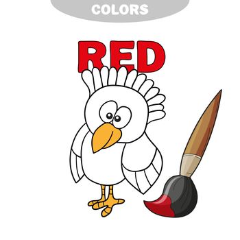 Coloring book - finny bird. Learn colors.