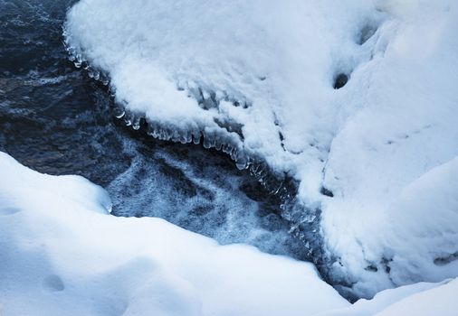 detail of a frozen river