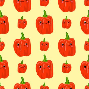 PATTERN seamless pepper. bell pepper red character. children's illustration. Vegetarianism and vegetarian. Vegetables..