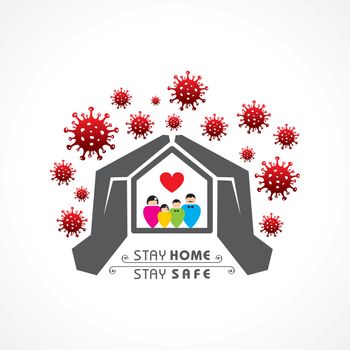 Illustration for Stay Home And Stay Safe Concept