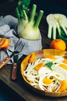 Traditional sicilian italian salad with fennel and tangerine
