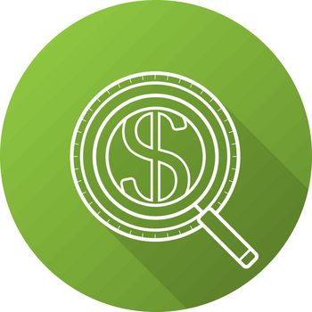 Money search flat linear long shadow icon