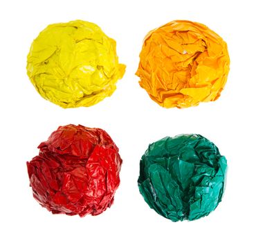 crumpled color paper ball