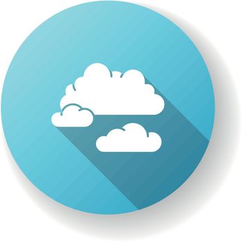 Cloudy weather blue flat design long shadow glyph icon