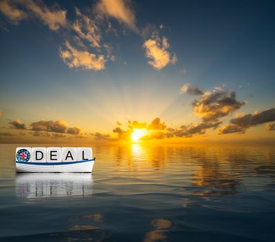 Concept of successful Brexit trading deal in 2020 with UK sailing towards Global Britain future