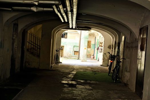Passage with bicycles in Ljubljana