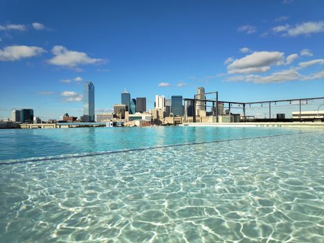 Stunning infinity pool view over the skyline of Dallas