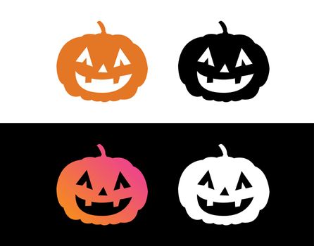 orange gradient Halloween holiday witch flat circle icon set