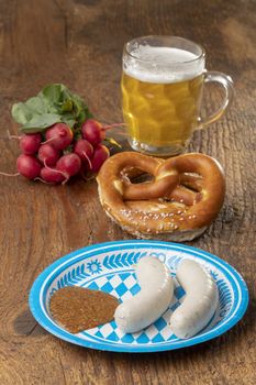 bavarian white sausage with pretzel