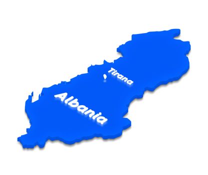 Map of Albania. 3D isometric perspective illustration.
