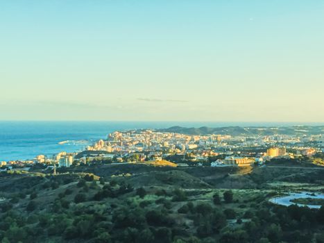 Aerial view of Andalucia region in Spain and Mediterranean Sea, beautiful nature in summer