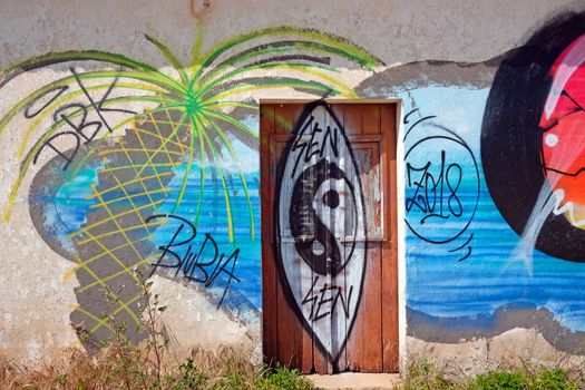 Urban graffiti on a desolated house in Portugal