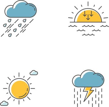 Daytime and nighttime forecast RGB color icons set