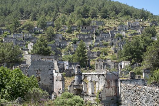 Ghost Town, Abandoned houses and ruins of Kayakoy village, Fethiye, Turkey
