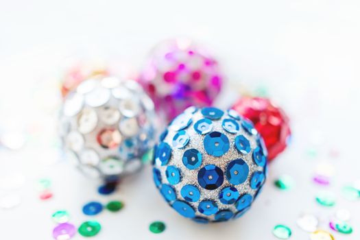 Christmas and New Year background with decorations - bright ball