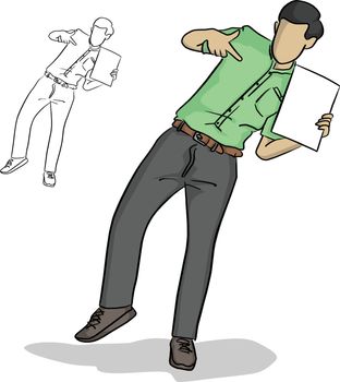 businessman pointing blank sheet with stranger gesture vector il