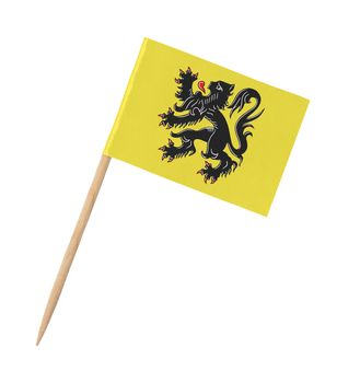 Small paper flag of Flanders on wooden stick