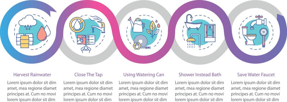 Water saving vector infographic template