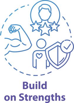 Build on strengths concept icon. Setting priority. SWOT strategy. Premium membership for gym. Self-development idea thin line illustration. Vector isolated outline RGB color drawing
