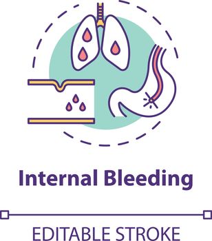 Internal bleeding concept icon. Disease symptom, injury result. Hemorrhage, circulatory disturbance idea thin line illustration. Vector isolated outline RGB color drawing. Editable stroke