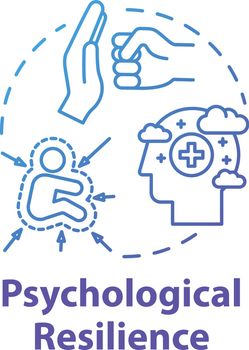 Psychological resilience concept icon. Stress protection. Ability to emotionally cope with crisis. Mental health idea thin line illustration. Vector isolated outline RGB color drawing