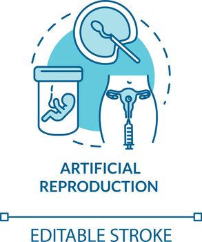 Artificial reproduction turquoise concept icon. Female infertility treatment. Reproductive technology idea thin line illustration. Vector isolated outline RGB color drawing. Editable stroke