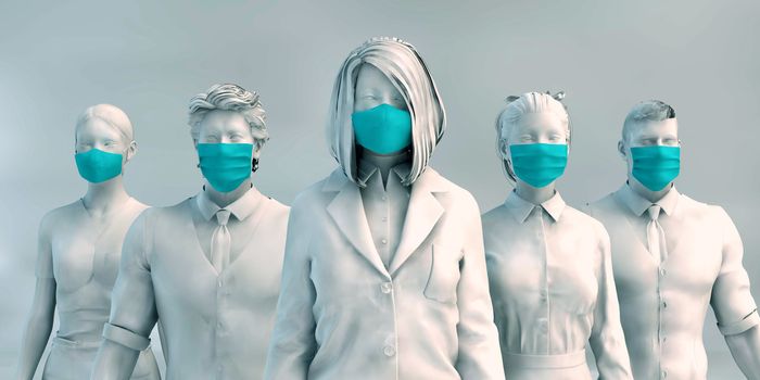 Healthcare Workers Standing Together United with Face Masks