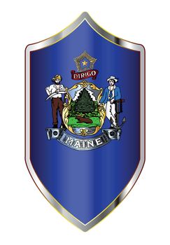 Maine State Flag On A Crusader Style Shield