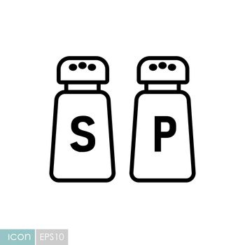 Salt and pepper condiment shakers vector icon