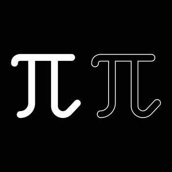 Pi greek symbol small letter lowercase font icon outline set white color vector illustration flat style image