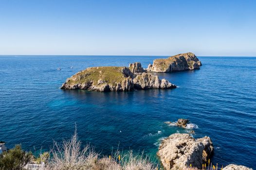 Beautiful Malgrats Islands at Majorca coastline 