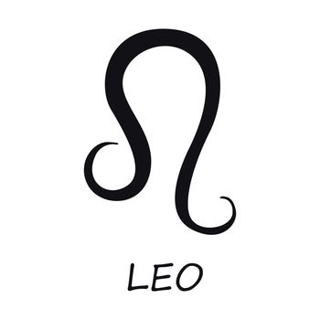 Leo zodiac sign black vector illustration. Celestial lion esoteric silhouette symbol. Astrological constellation. Horoscope monthly prediction calendar element. Isolated glyph icon