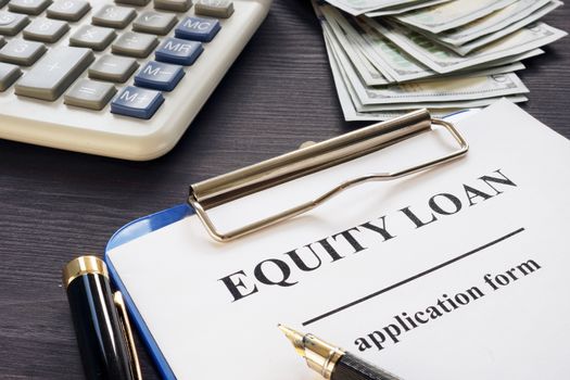 Equity loan form on an office table.