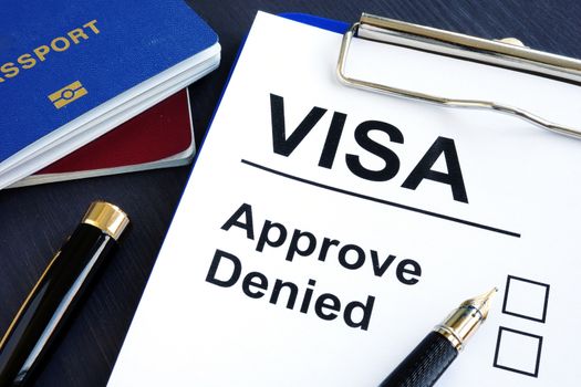 Visa approve or denied and passport. Immigration.