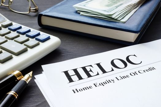 Home equity line of credit HELOC documents.