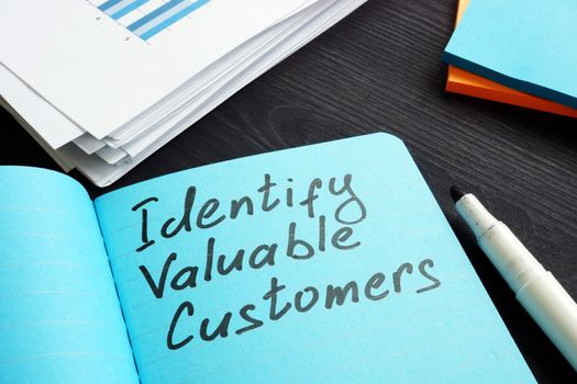 Sign on a page Identify valuable customers RFM Segmentation concept.
