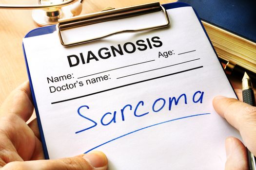 Diagnosis sarcoma in a medical form.
