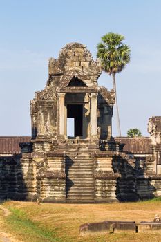 Building in Angkor Wat (largest religious temple monument in the world). Siem Reap, Cambodia. UNESCO World Heritage Site.