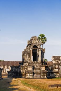 Building in Angkor Wat, a temple complex in Cambodia and the largest religious monument in the world. UNESCO World Heritage Site. Siem Reap, Cambodia.
