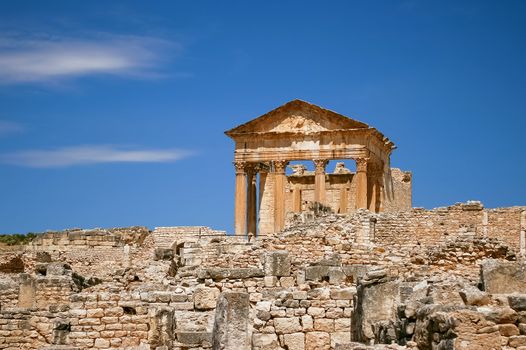 Dougga, Roman Ruins. Unesco World Heritage Site in Tunisia.