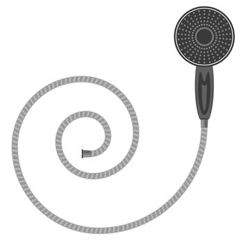 Bath Shower Head with Spiral Hose Icon Isolated on White Background. Bathroom Concept. Flat Design