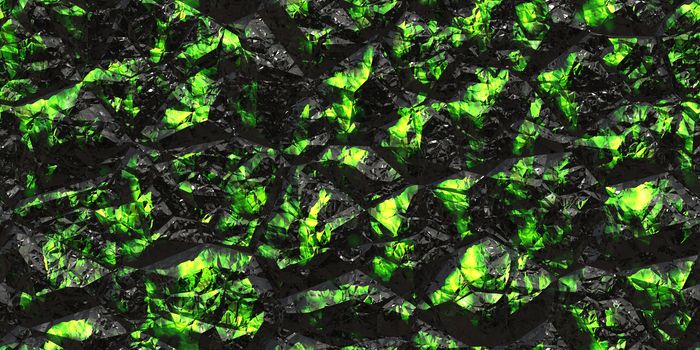 Green black shiny colors rock stone texture. Crystal gem wall background. Gemstone seamless pattern.