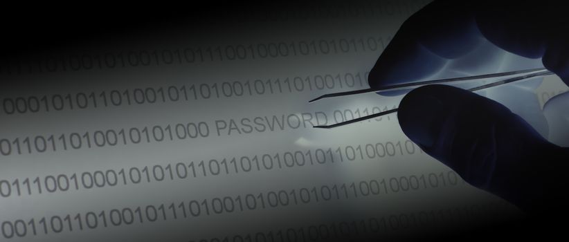 Binary code, password vulnerability taking out with tweezers