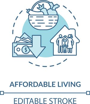 Affordable living turquoise concept icon