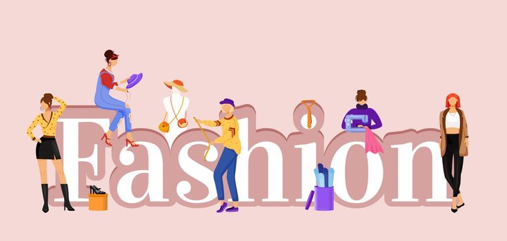 Fashion word concepts flat color vector banner. Catwalk models a