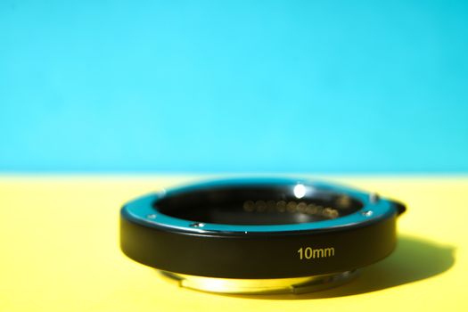 closeup the black extender lens 10 mm